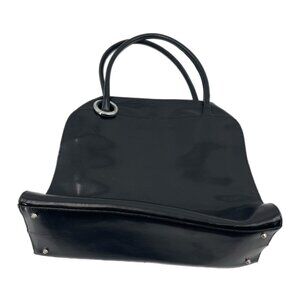Sequoia Black Leather Top Handle Bag | Medium Size